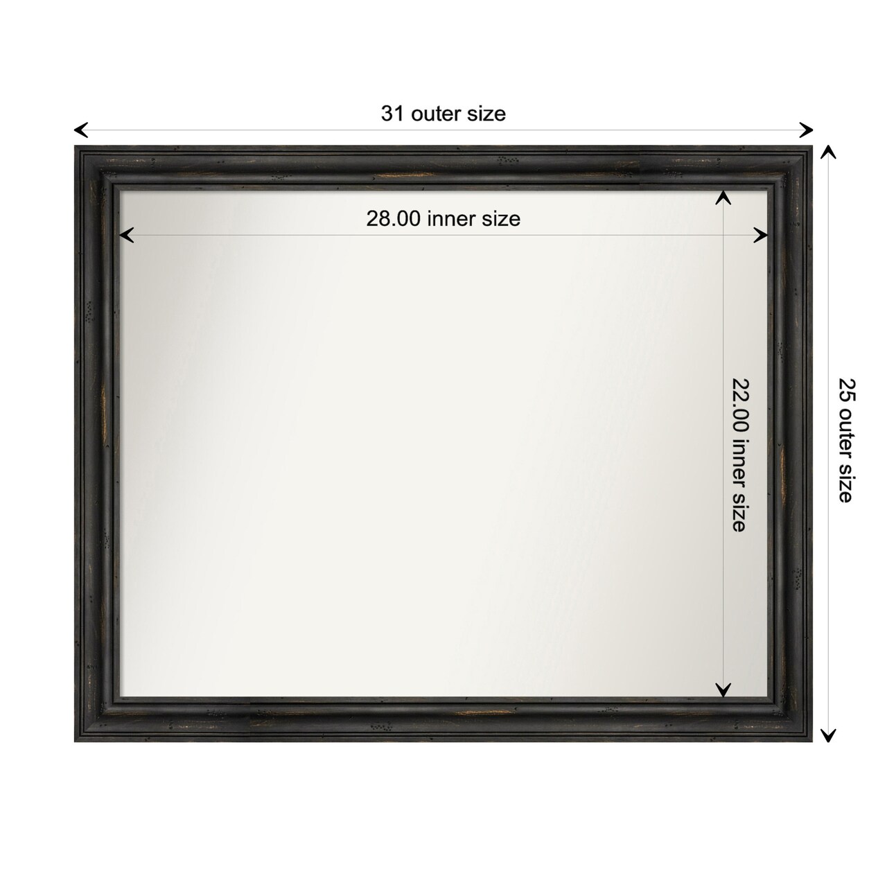 Amanti Art Non-Beveled Wood Wall Mirror, Rustic Pine Narrow Frame
